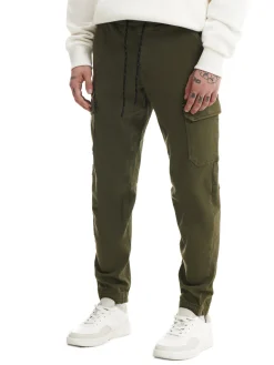 Clearance Cropp Ciemnozielone joggery basic z kieszeniami cargo zielony