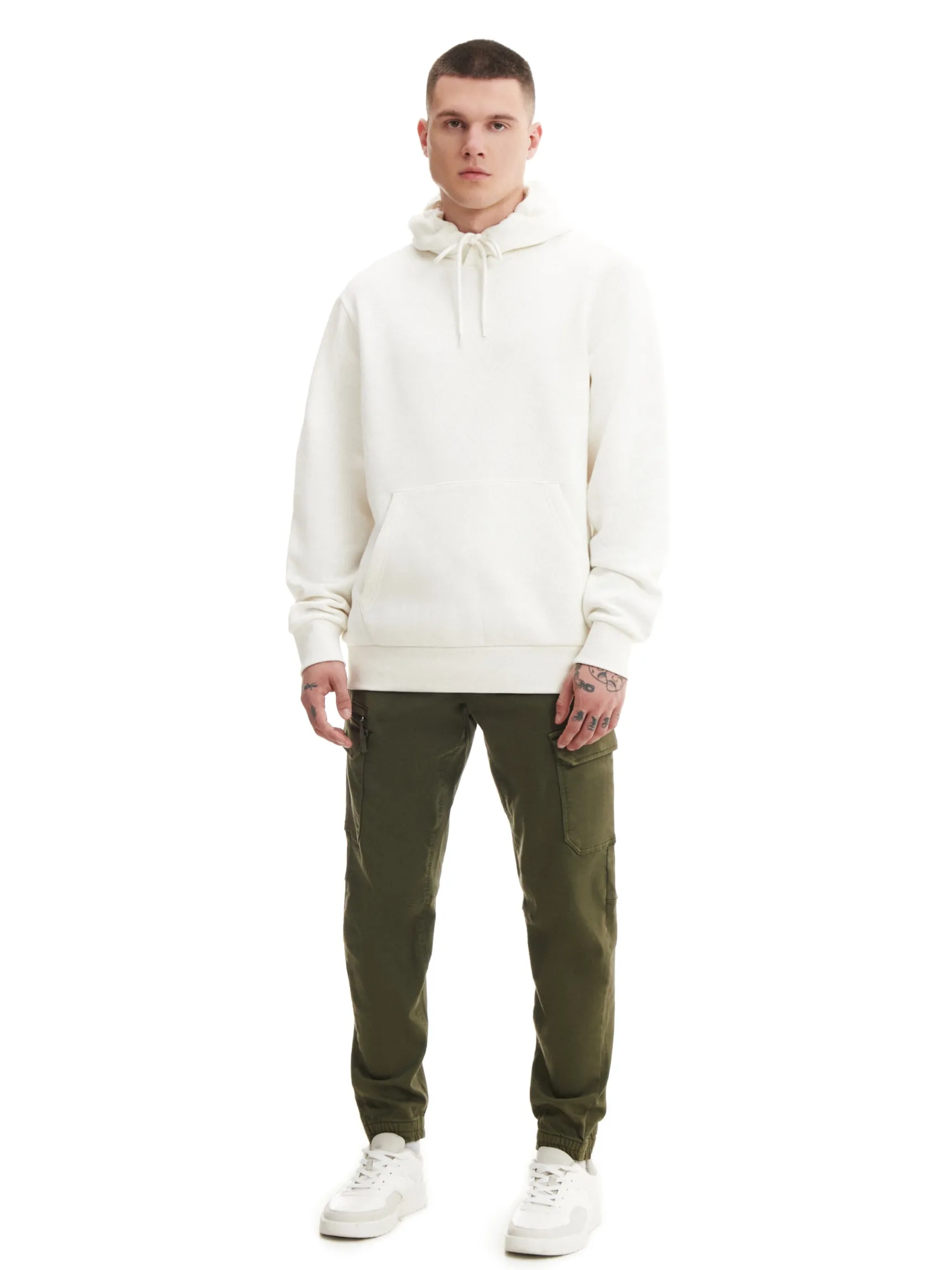 Clearance Cropp Ciemnozielone joggery basic z kieszeniami cargo zielony
