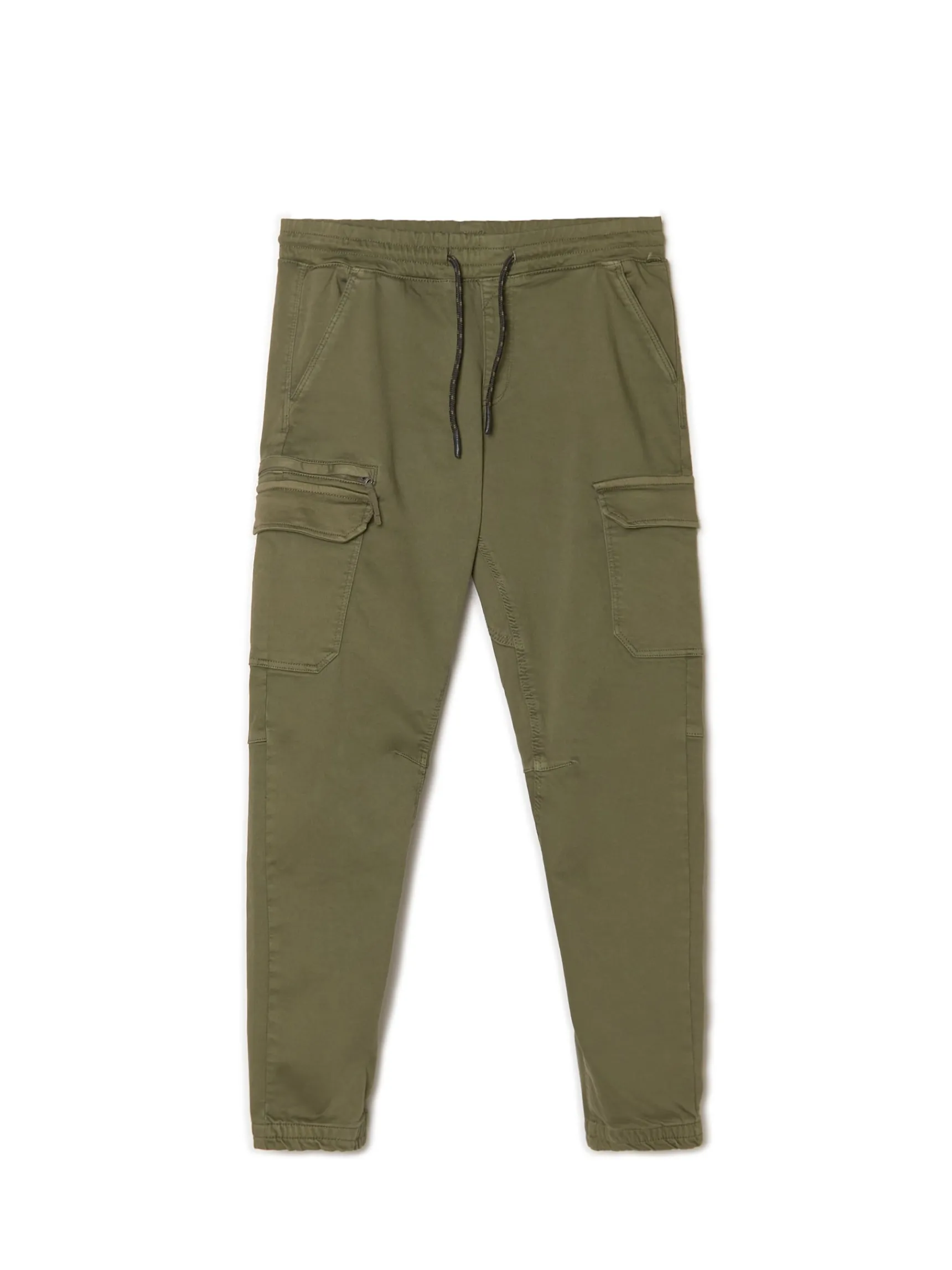 Clearance Cropp Ciemnozielone joggery basic z kieszeniami cargo zielony