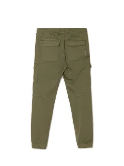 Clearance Cropp Ciemnozielone joggery basic z kieszeniami cargo zielony