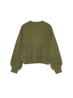 Best Cropp Ciemno sweter z szerokim rękawem zielony