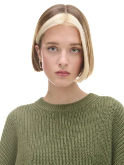 Best Cropp Ciemno sweter z szerokim rękawem zielony