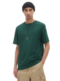 Clearance Cropp Ciemno T-shirt z haftem zielony