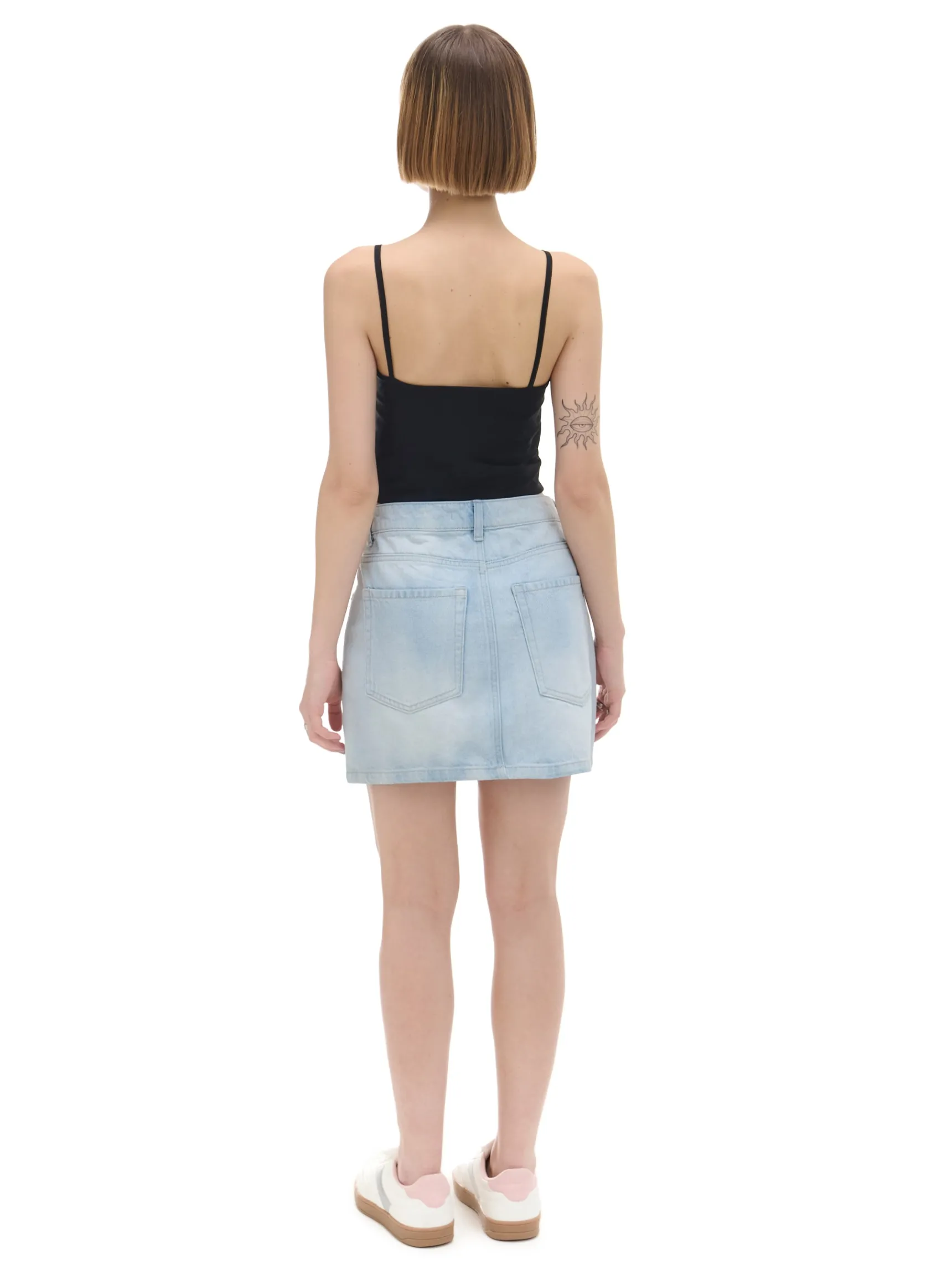 Fashion Cropp Cieniowana jasna jeansowa spódnica niebieski