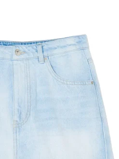 Fashion Cropp Cieniowana jasna jeansowa spódnica niebieski