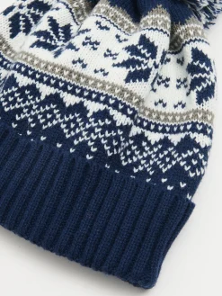 Hot Cropp Ciepła granatowa czapka z pomponem granatowy