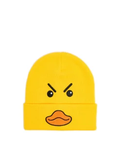 Best Cropp Czapka beanie z motywem kaczki żółty
