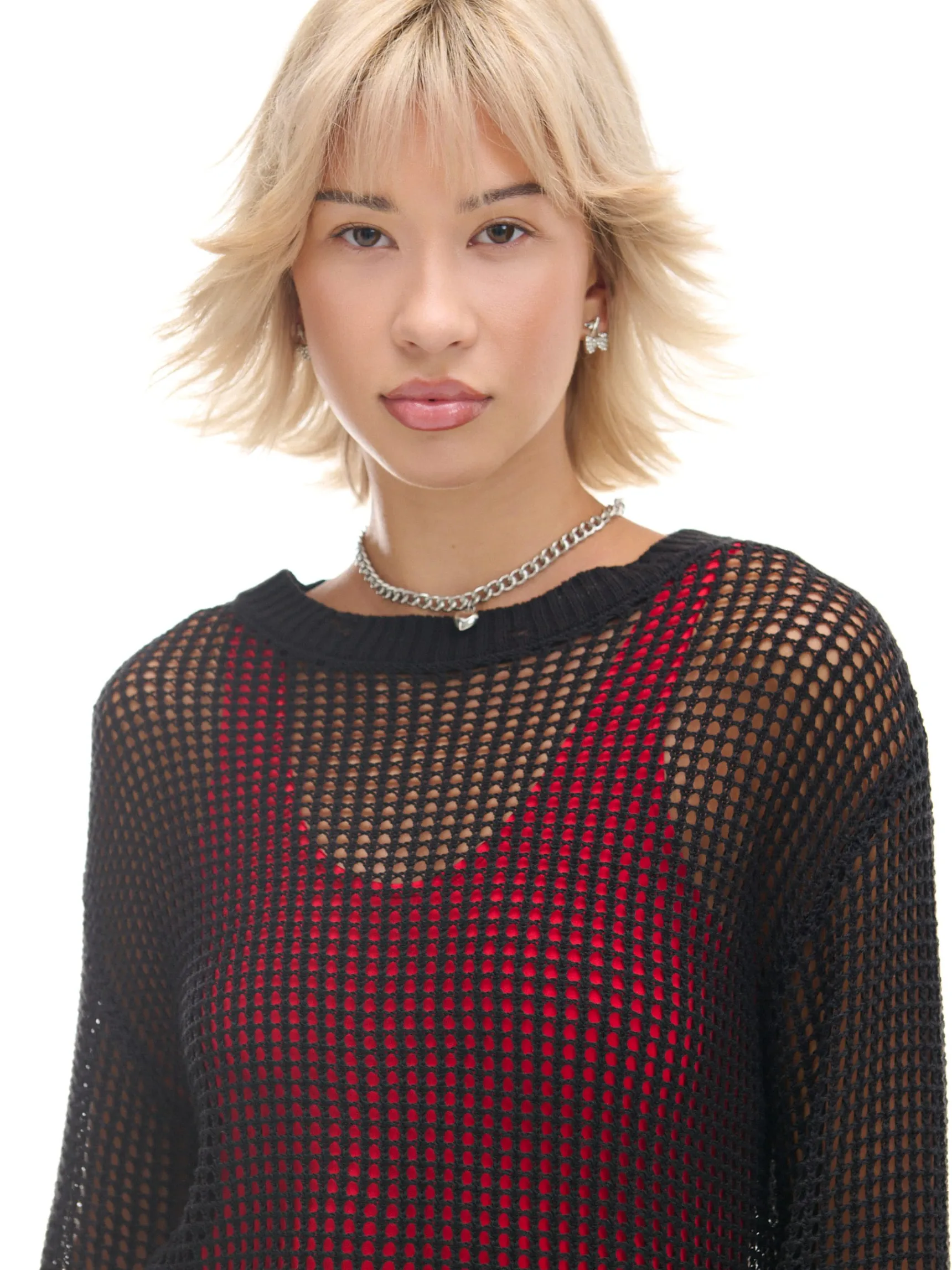 Discount Cropp Czarna ażurowa sukienka czarny