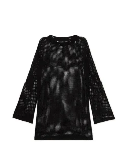 Discount Cropp Czarna ażurowa sukienka czarny