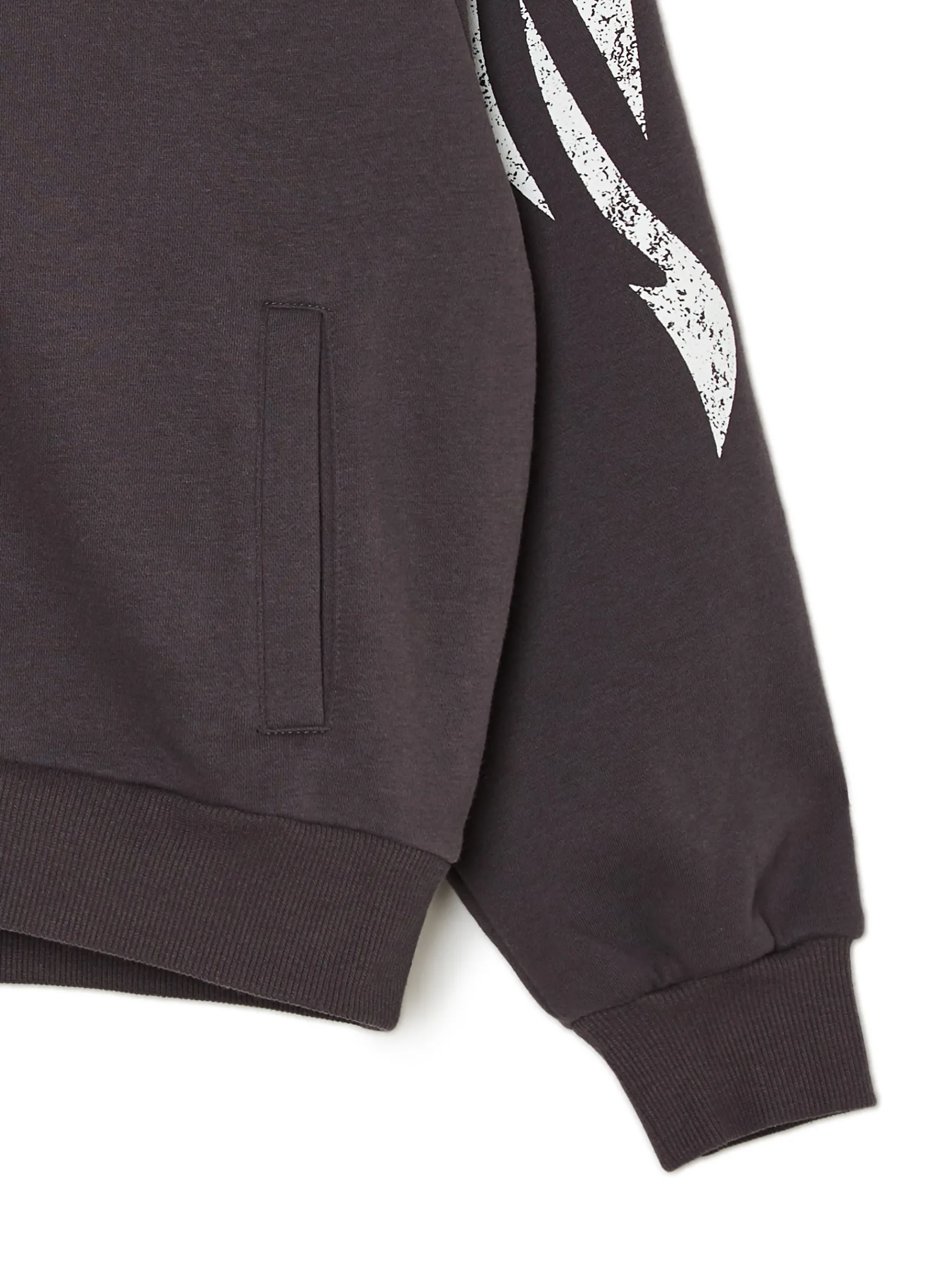 Online Cropp Czarna bluza hoodie z czaszkami szary
