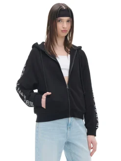Best Cropp Czarna bluza hoodie z motywem skrzydeł czarny
