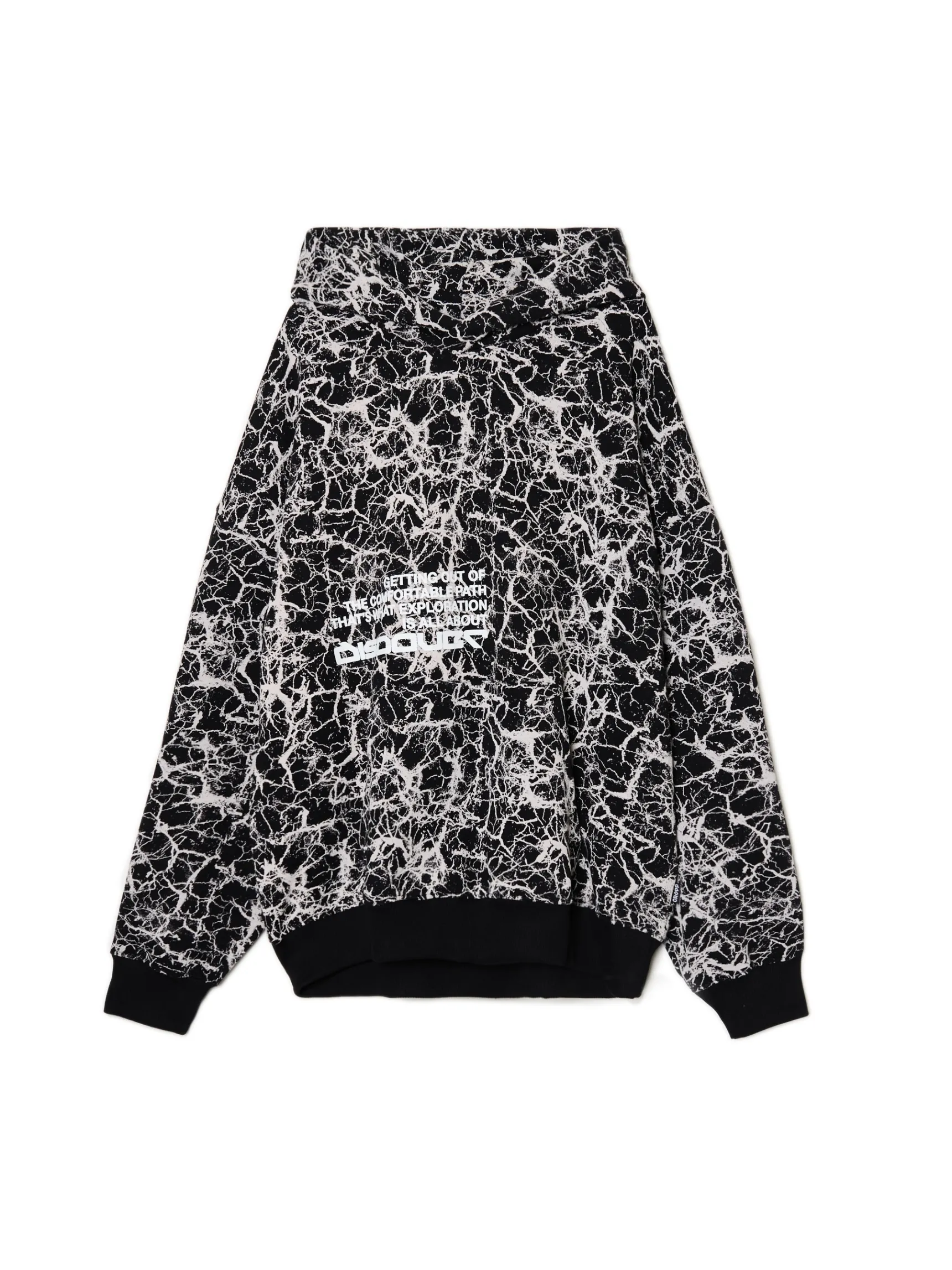 New Cropp Czarna bluza hoodie z nadrukiem all over czarny