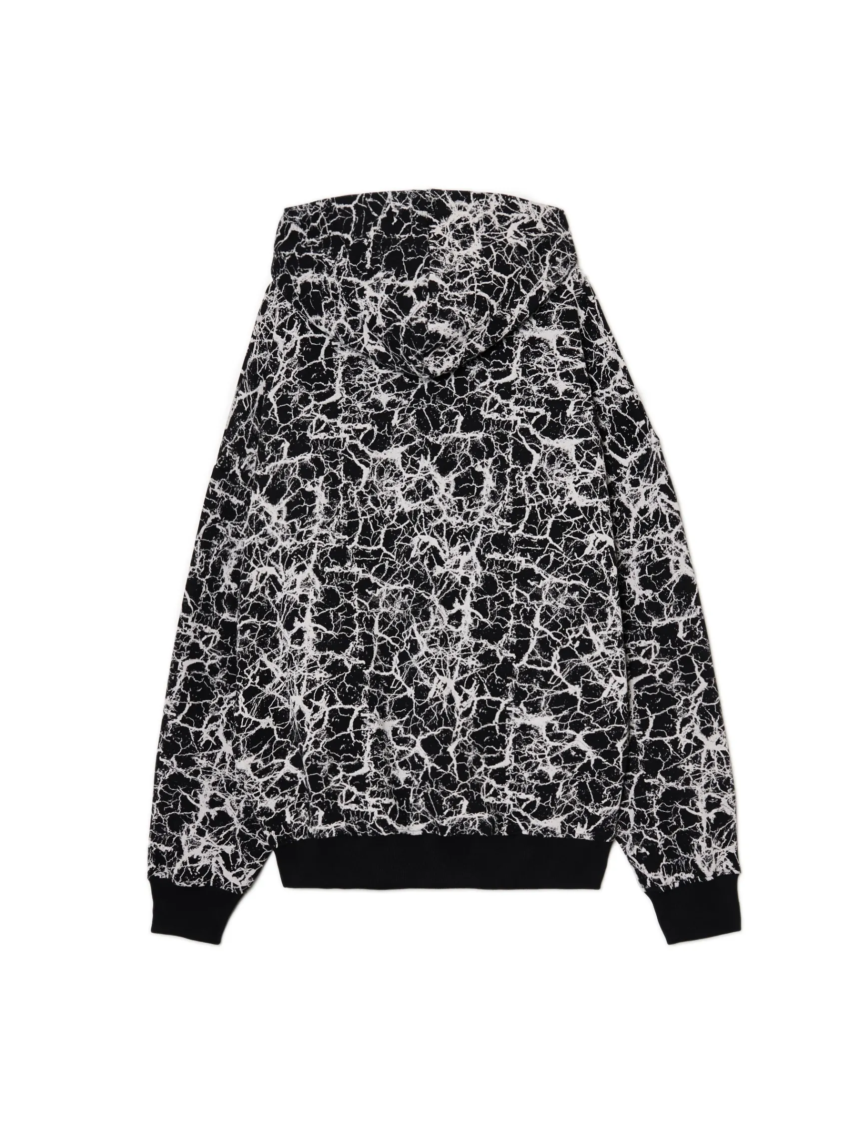 New Cropp Czarna bluza hoodie z nadrukiem all over czarny