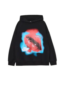 Fashion Cropp Czarna bluza hoodie z nadrukiem czarny