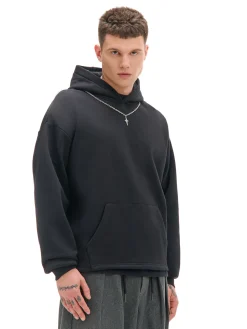 Online Cropp Czarna bluza hoodie z naszyjnikiem czarny