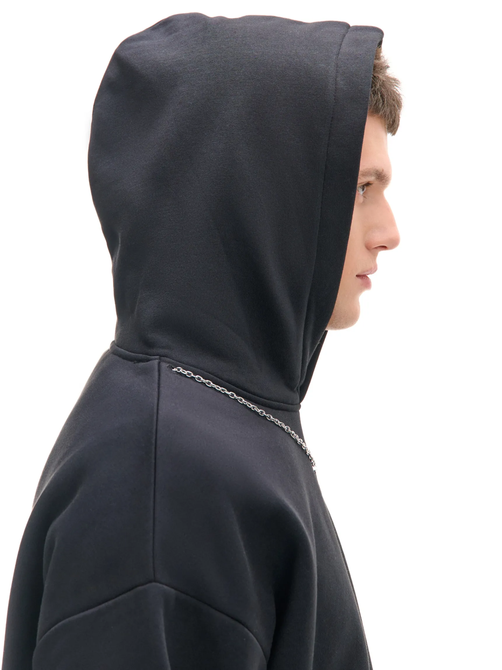 Online Cropp Czarna bluza hoodie z naszyjnikiem czarny