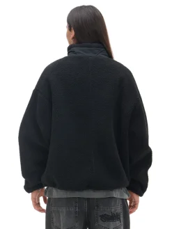 Outlet Cropp Czarna bluza sherpa czarny