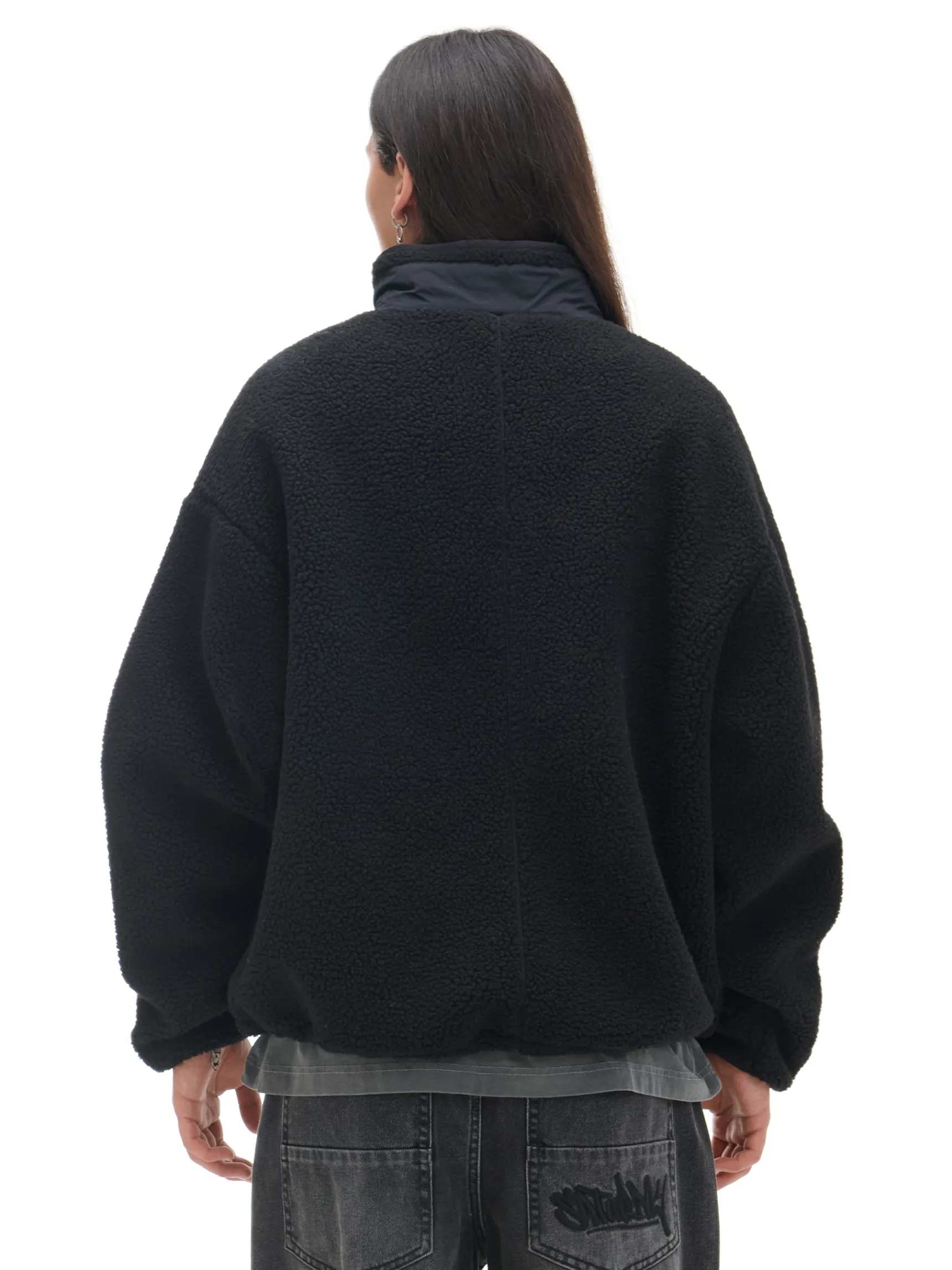 Outlet Cropp Czarna bluza sherpa czarny