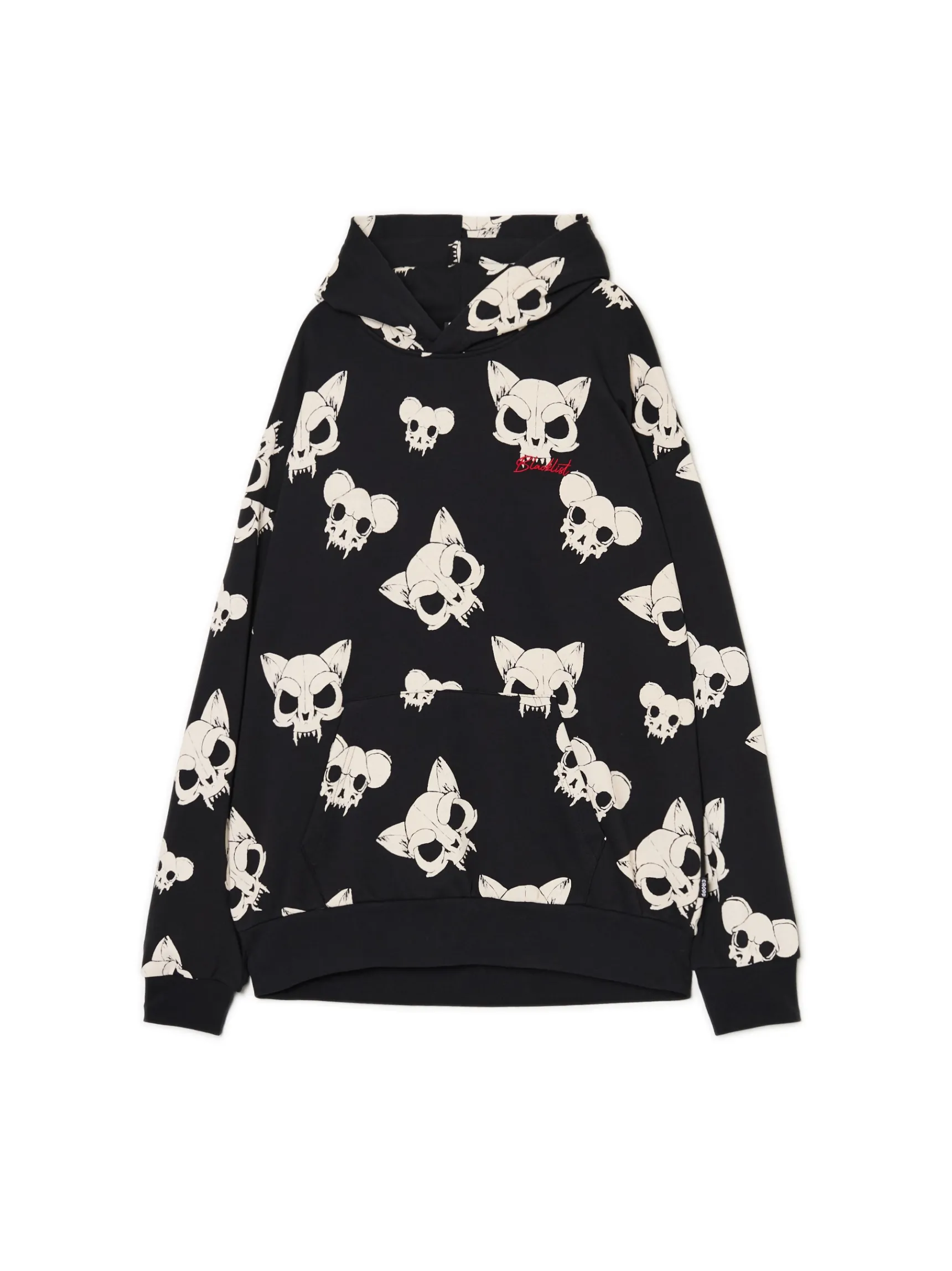 Online Cropp Czarna bluza z czaszkami kotów czarny