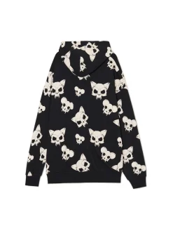 Online Cropp Czarna bluza z czaszkami kotów czarny