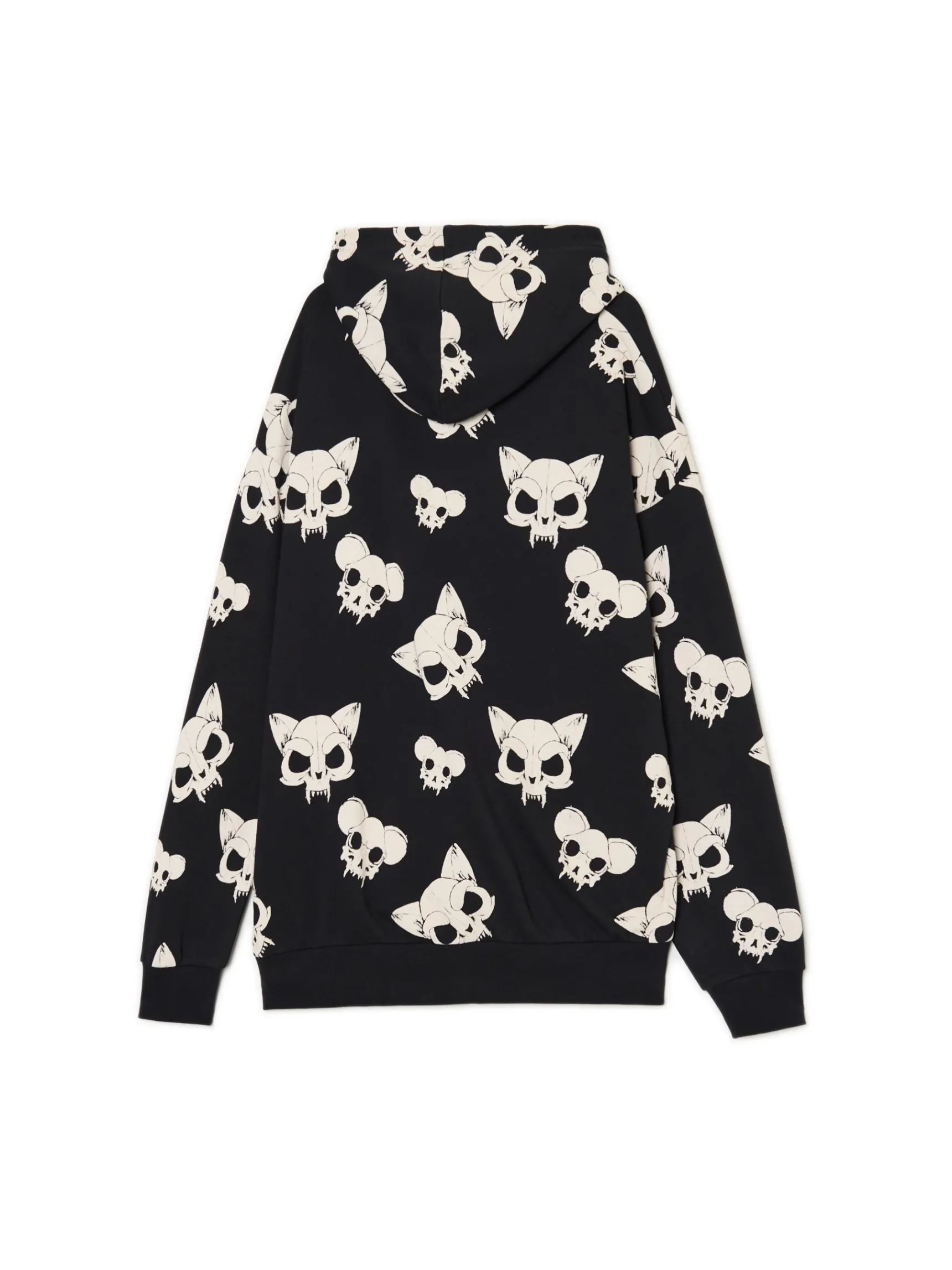 Online Cropp Czarna bluza z czaszkami kotów czarny
