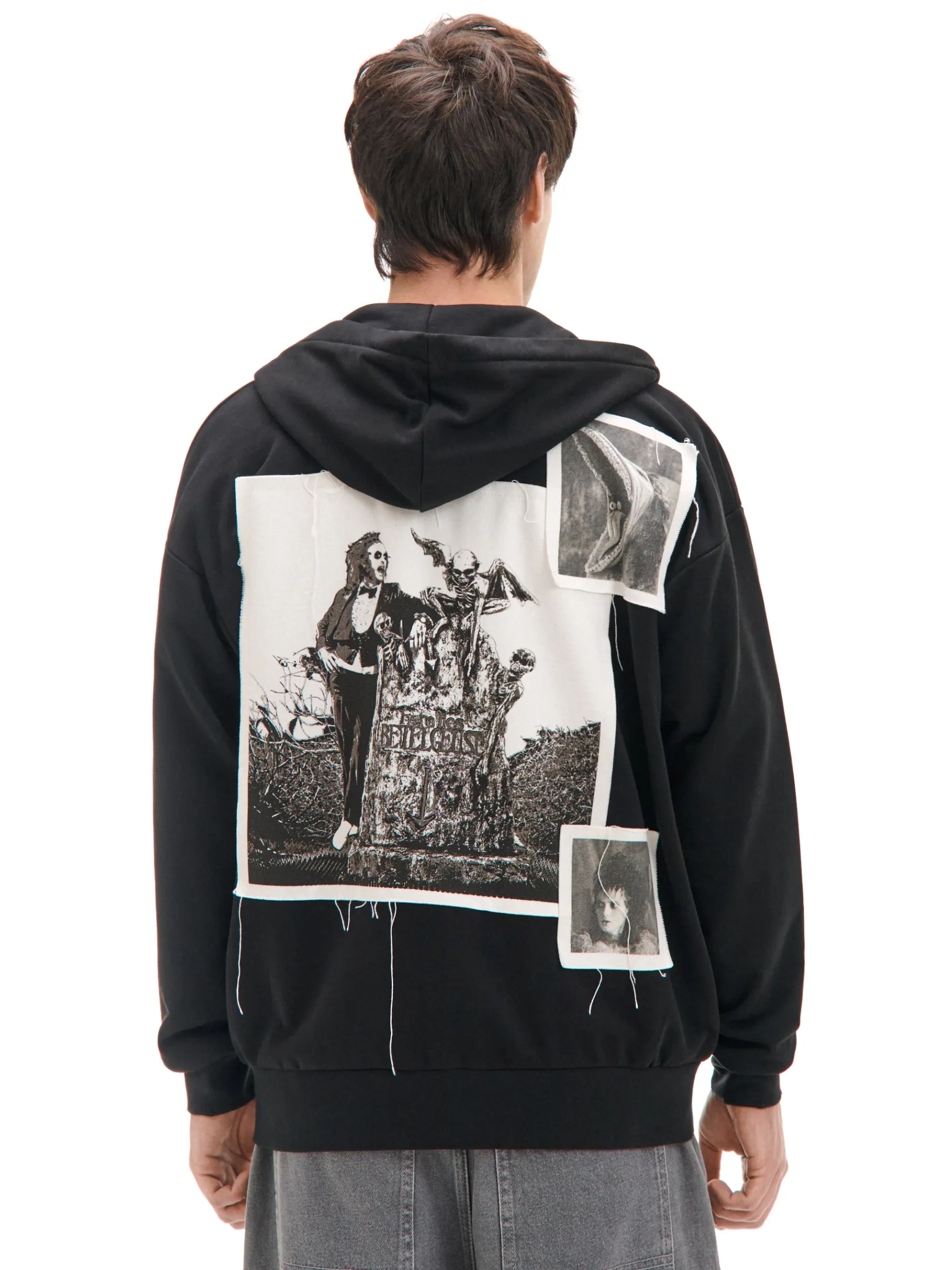 Sale Cropp Czarna bluza z kapturem Beetlejuice czarny
