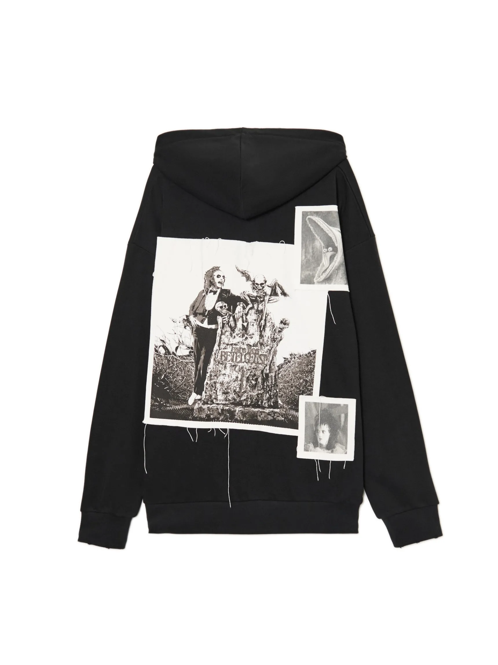 Sale Cropp Czarna bluza z kapturem Beetlejuice czarny