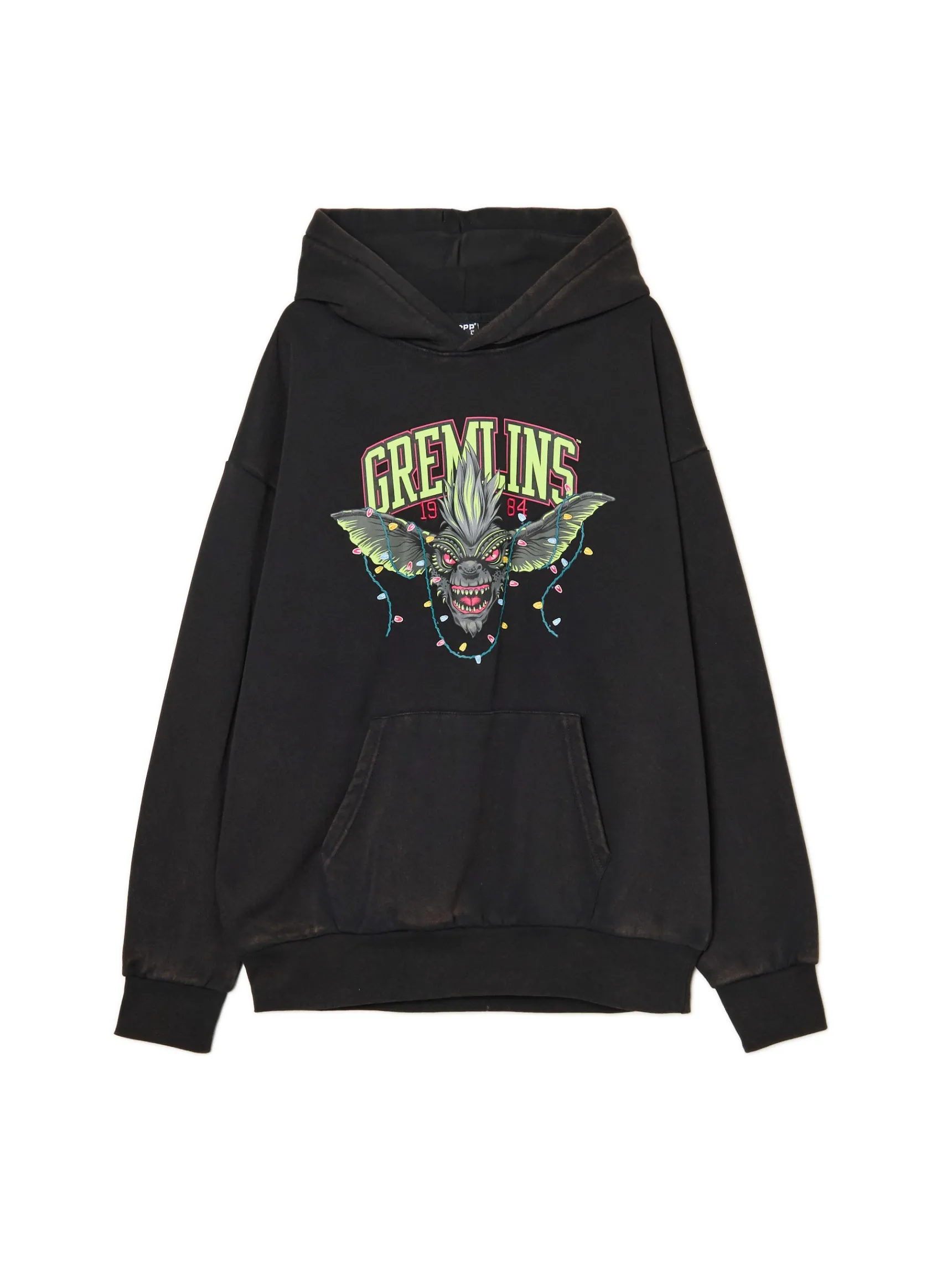 Outlet Cropp Czarna bluza z kapturem Gremliny czarny