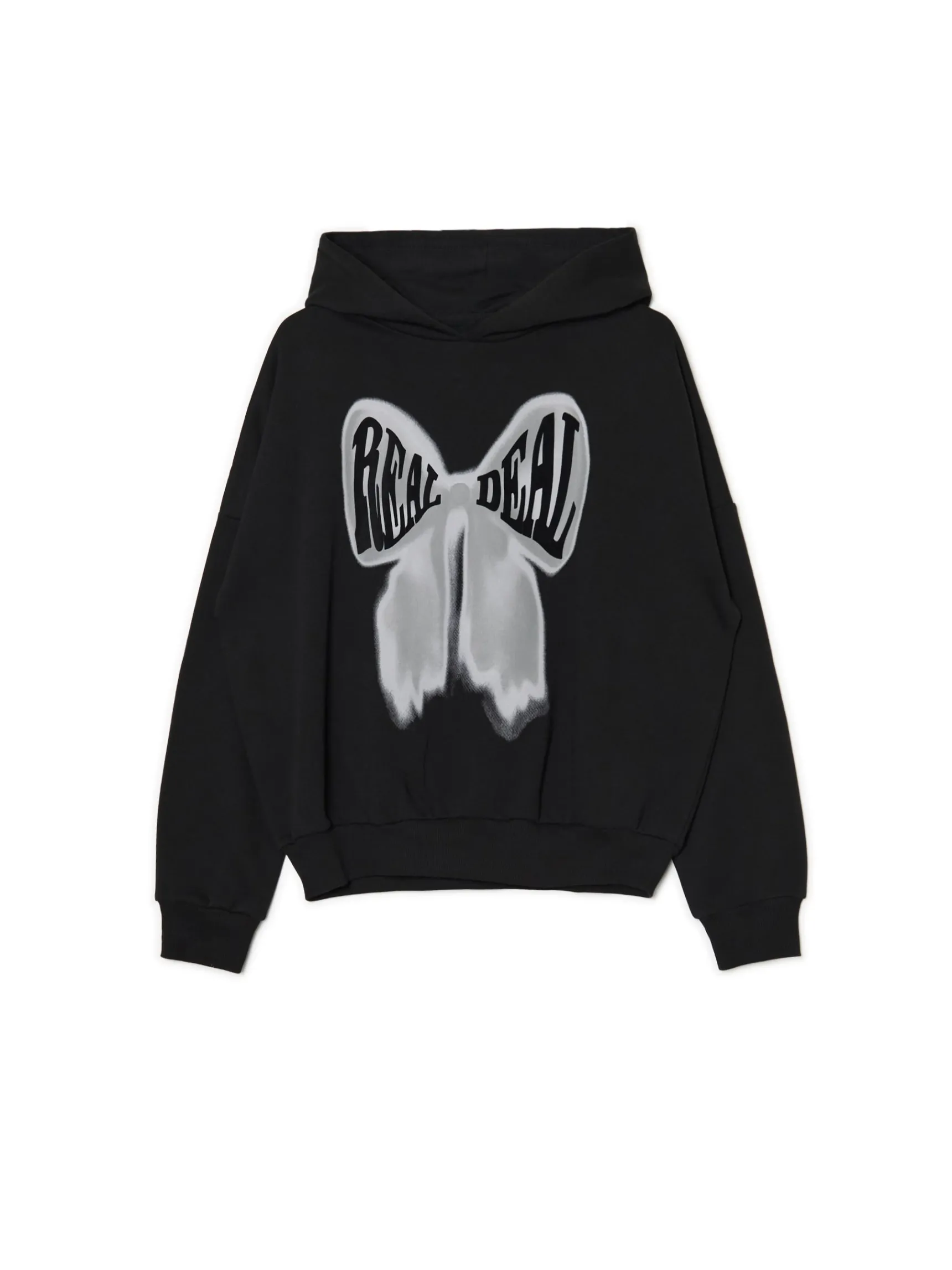Clearance Cropp Czarna bluza z kapturem i nadrukiem czarny