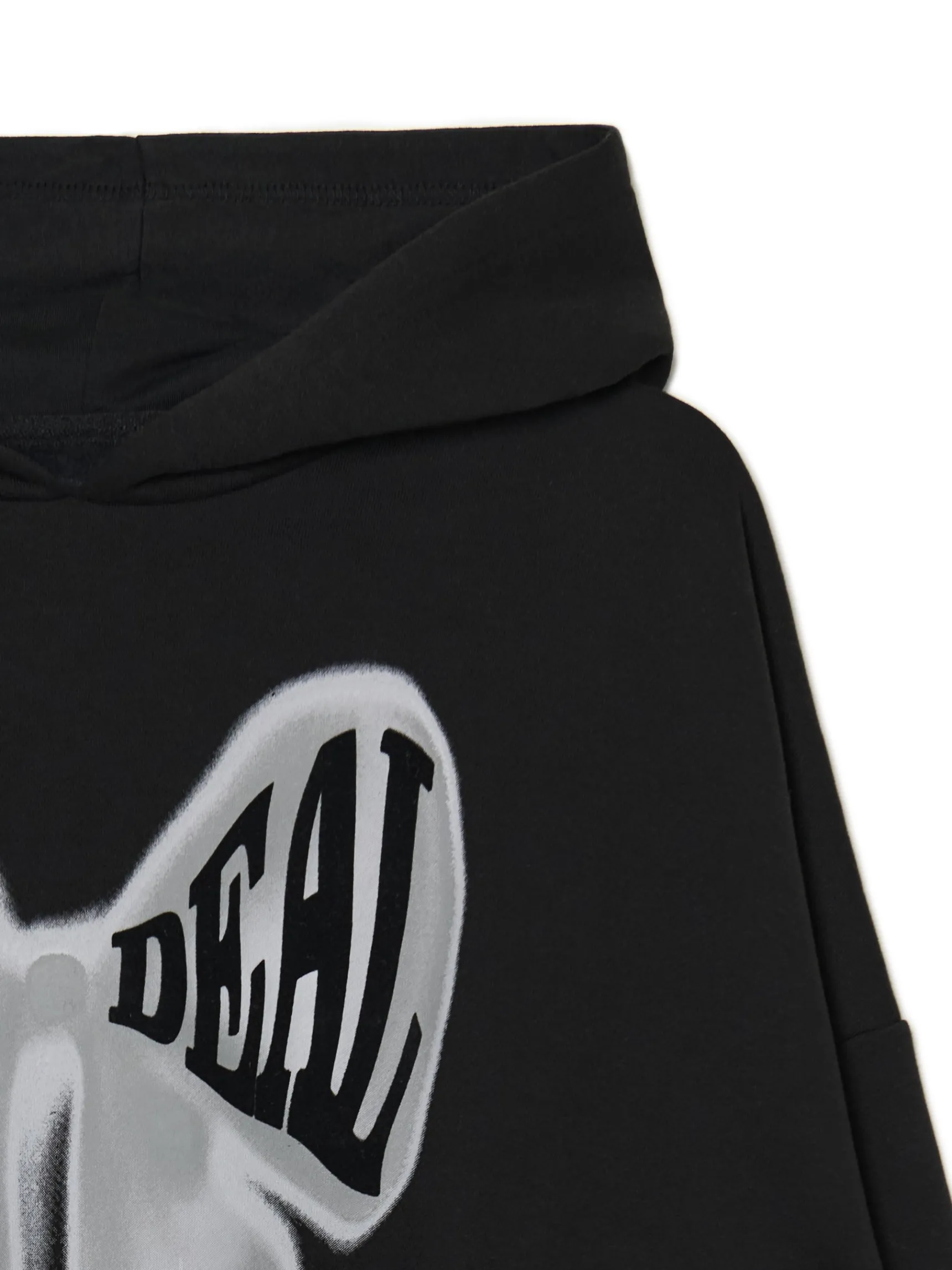 Clearance Cropp Czarna bluza z kapturem i nadrukiem czarny
