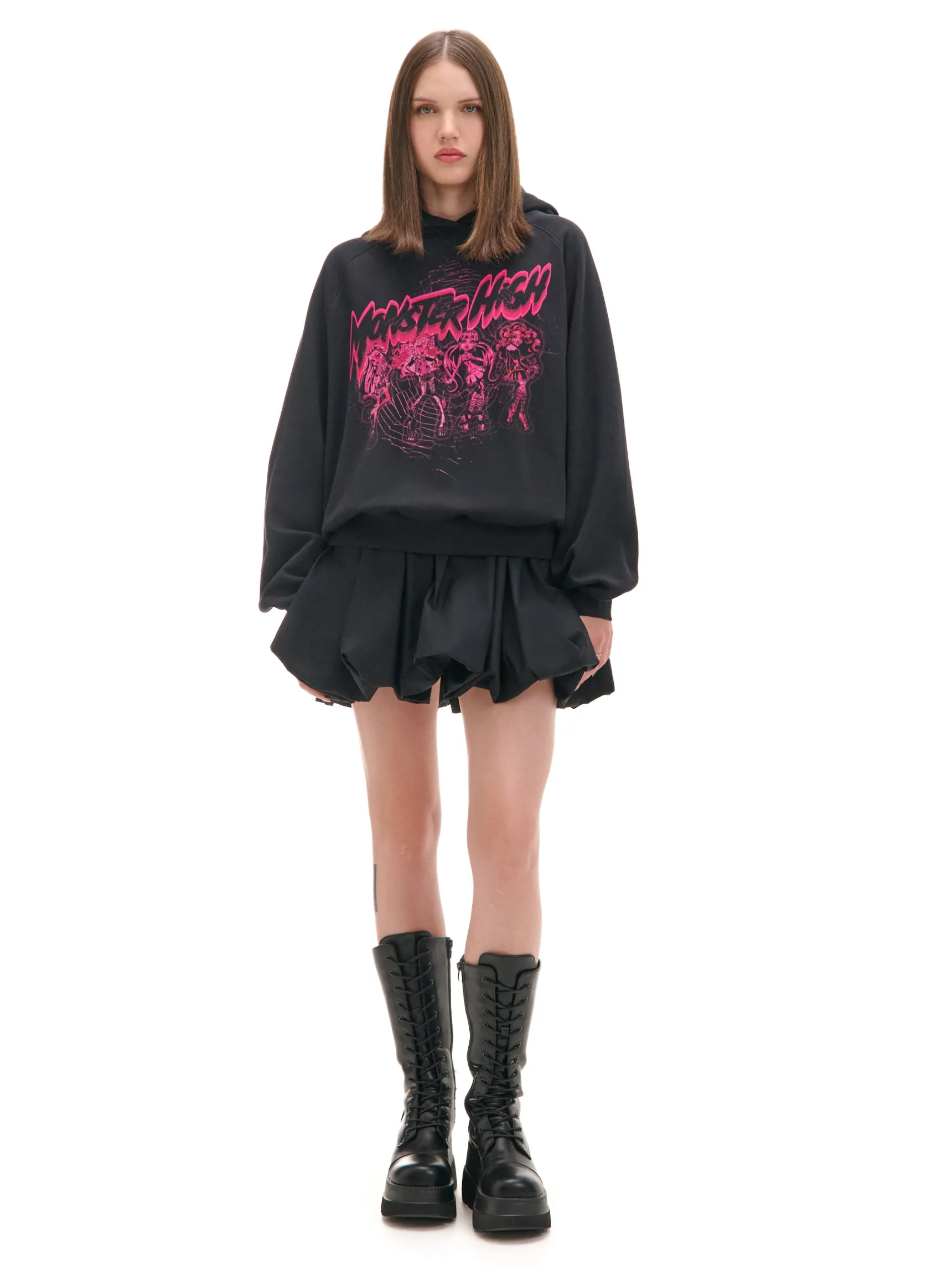 Hot Cropp Czarna bluza z kapturem Monster High czarny