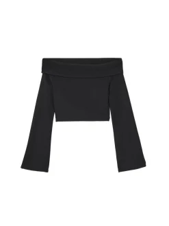 Best Cropp Czarna bluzka hiszpanka czarny