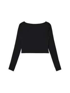 Best Cropp Czarna bluzka longsleeve z wiskozą czarny