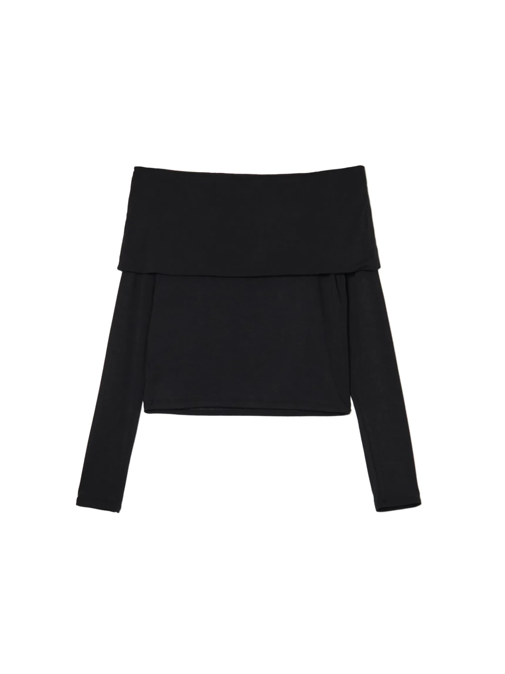 Clearance Cropp Czarna bluzka z hiszpańskim dekoltem czarny