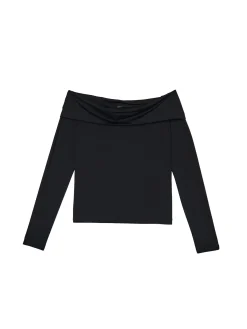 Sale Cropp Czarna bluzka z odkrytymi ramionami czarny