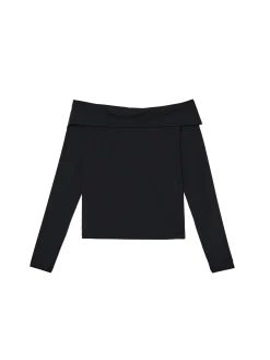 Sale Cropp Czarna bluzka z odkrytymi ramionami czarny
