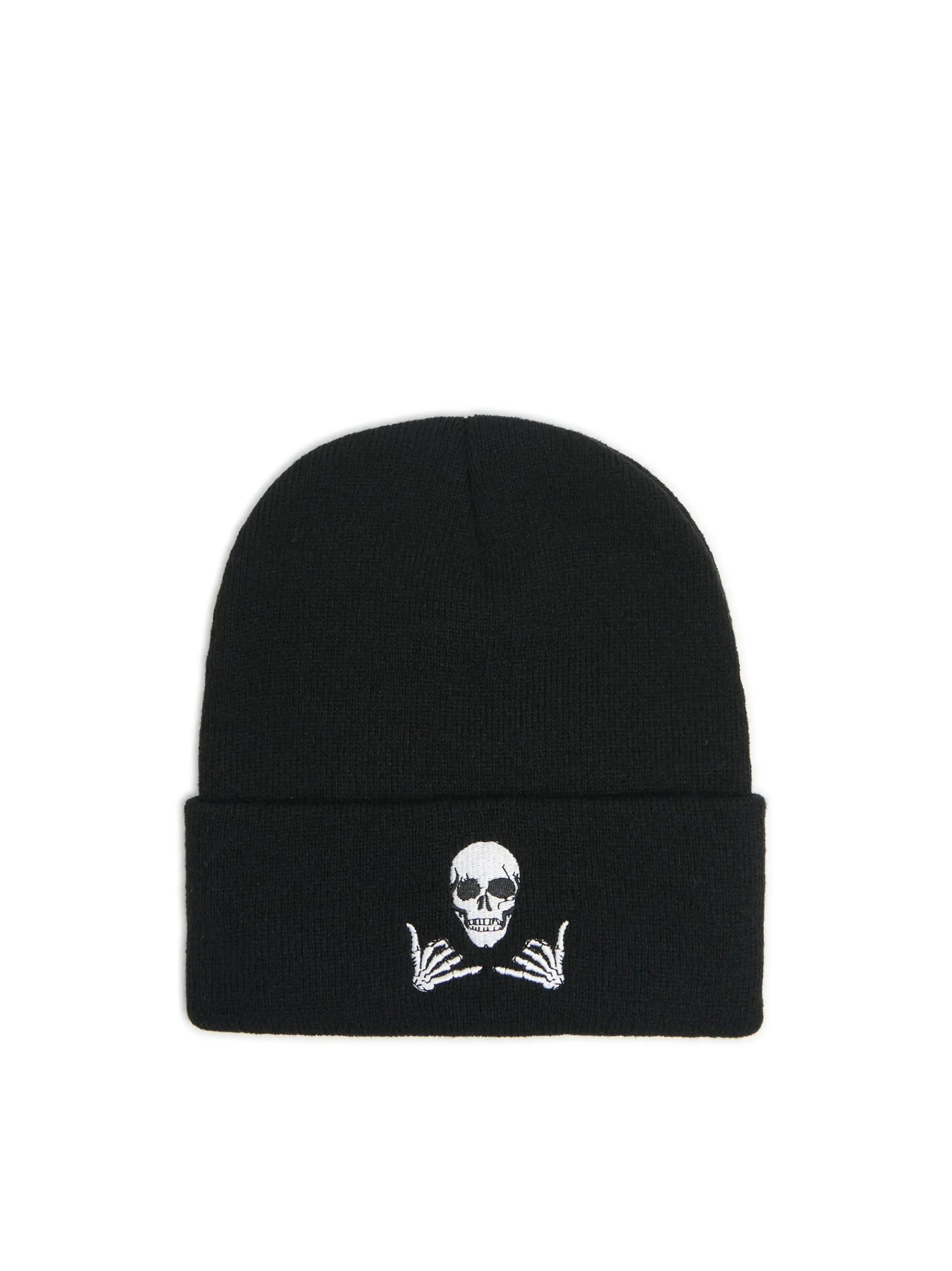 Sale Cropp Czarna czapka beanie z kościotrupem czarny