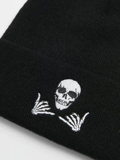 Sale Cropp Czarna czapka beanie z kościotrupem czarny
