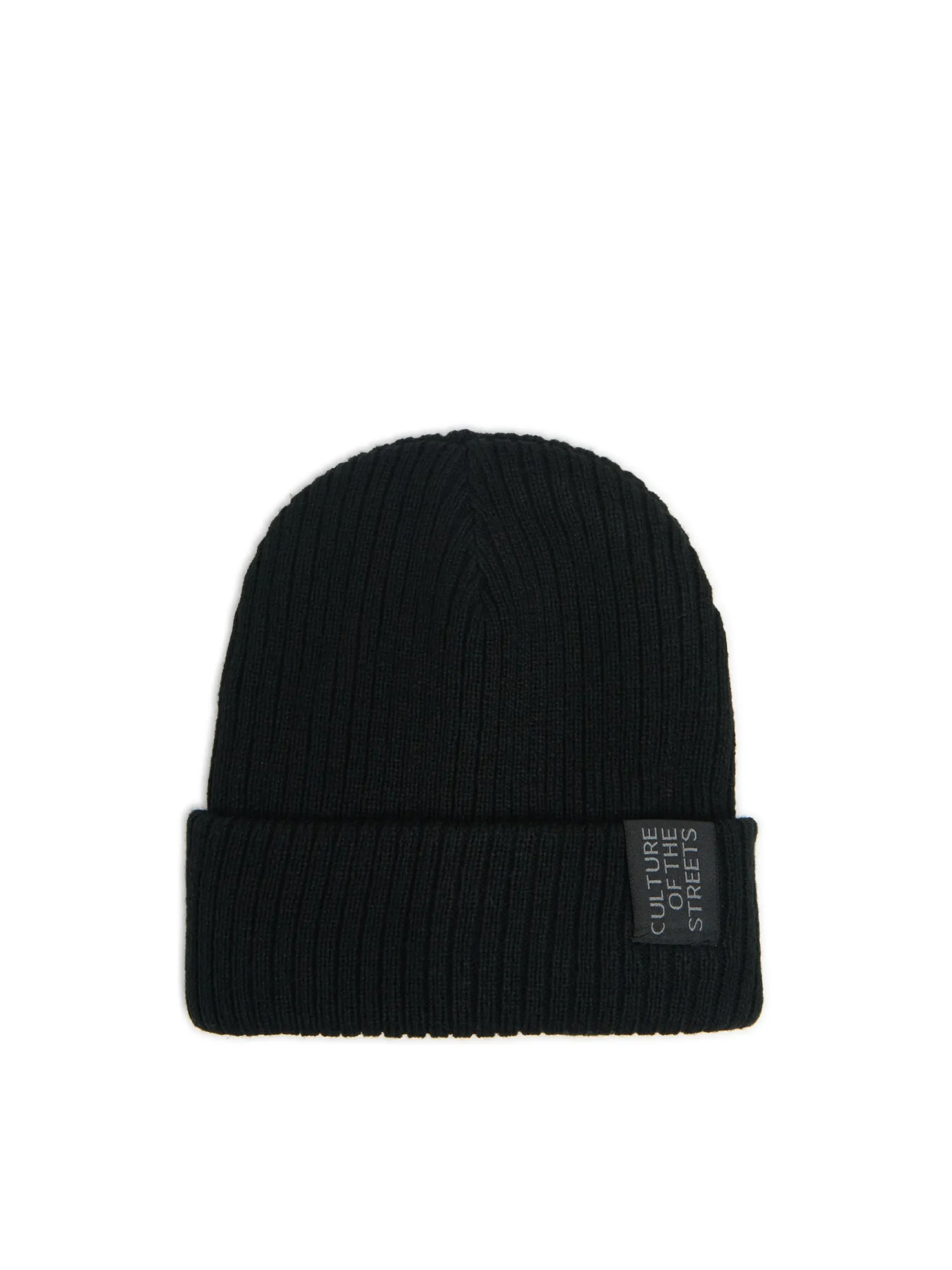 Discount Cropp Czarna czapka beanie z naszywką czarny