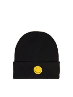 Fashion Cropp Czarna czapka beanie z naszywką Smiley® czarny