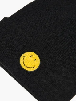 Fashion Cropp Czarna czapka beanie z naszywką Smiley® czarny