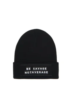 Best Cropp Czarna czapka z personalizowanym napisem czarny