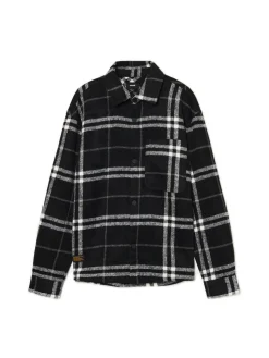 Clearance Cropp Czarna flanelowa koszula z domieszką wełny czarny