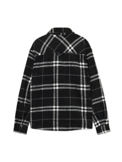 Clearance Cropp Czarna flanelowa koszula z domieszką wełny czarny