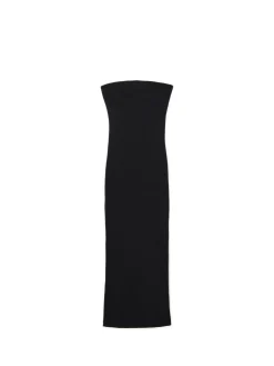 Clearance Cropp Czarna gładka sukienka midi czarny