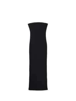 Clearance Cropp Czarna gładka sukienka midi czarny