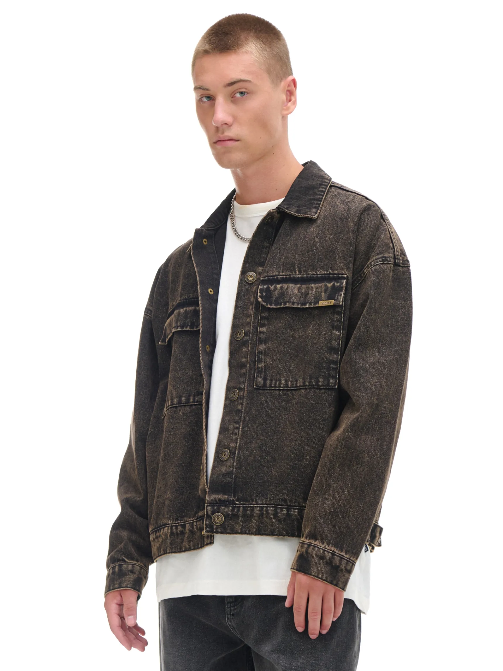 Outlet Cropp Czarna jeansowa kurtka czarny