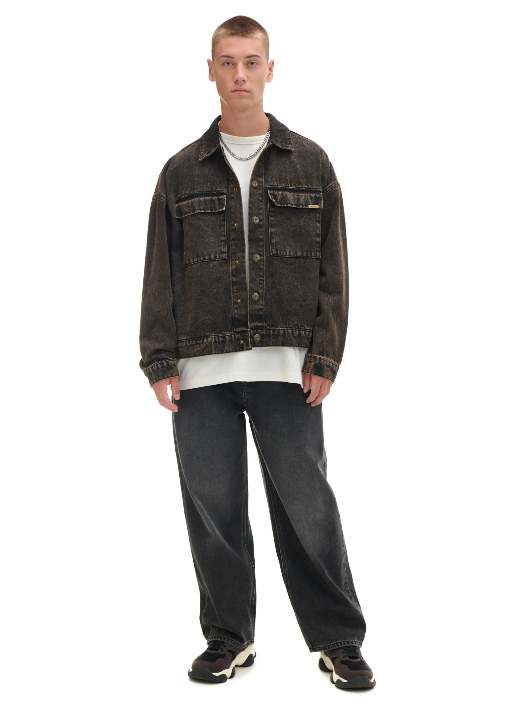 Outlet Cropp Czarna jeansowa kurtka czarny