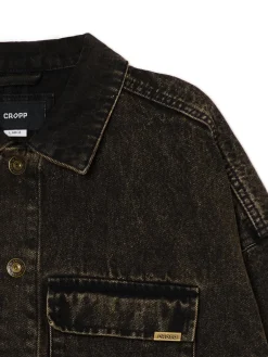 Outlet Cropp Czarna jeansowa kurtka czarny