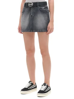 Sale Cropp Czarna jeansowa spódnica mini czarny